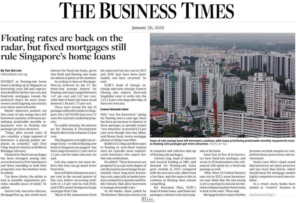 floating rates are back on radar but fixed mortgages still rule Singapore's home loans