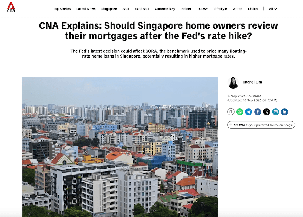 Should Singapore home owners review their mortgages after the Fed's rate hike?